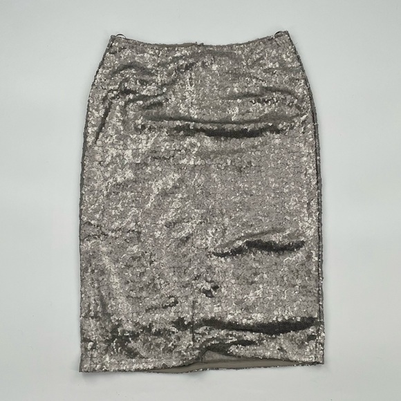 NWT Sweet Claire Pewter Sequins Lined Stretchy Pencil Skirt - Picture 8 of 9